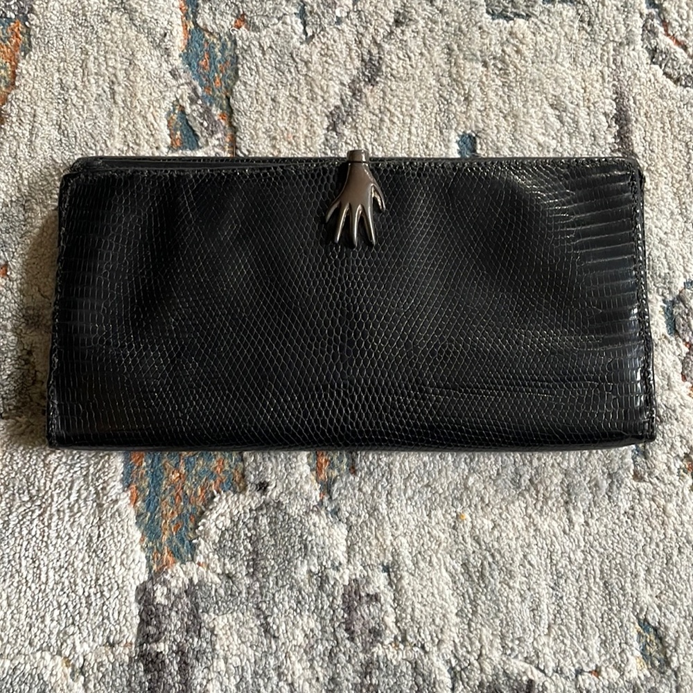 Rare! Vintage Gucci Snake skin and sterling silver hand clasp wallet